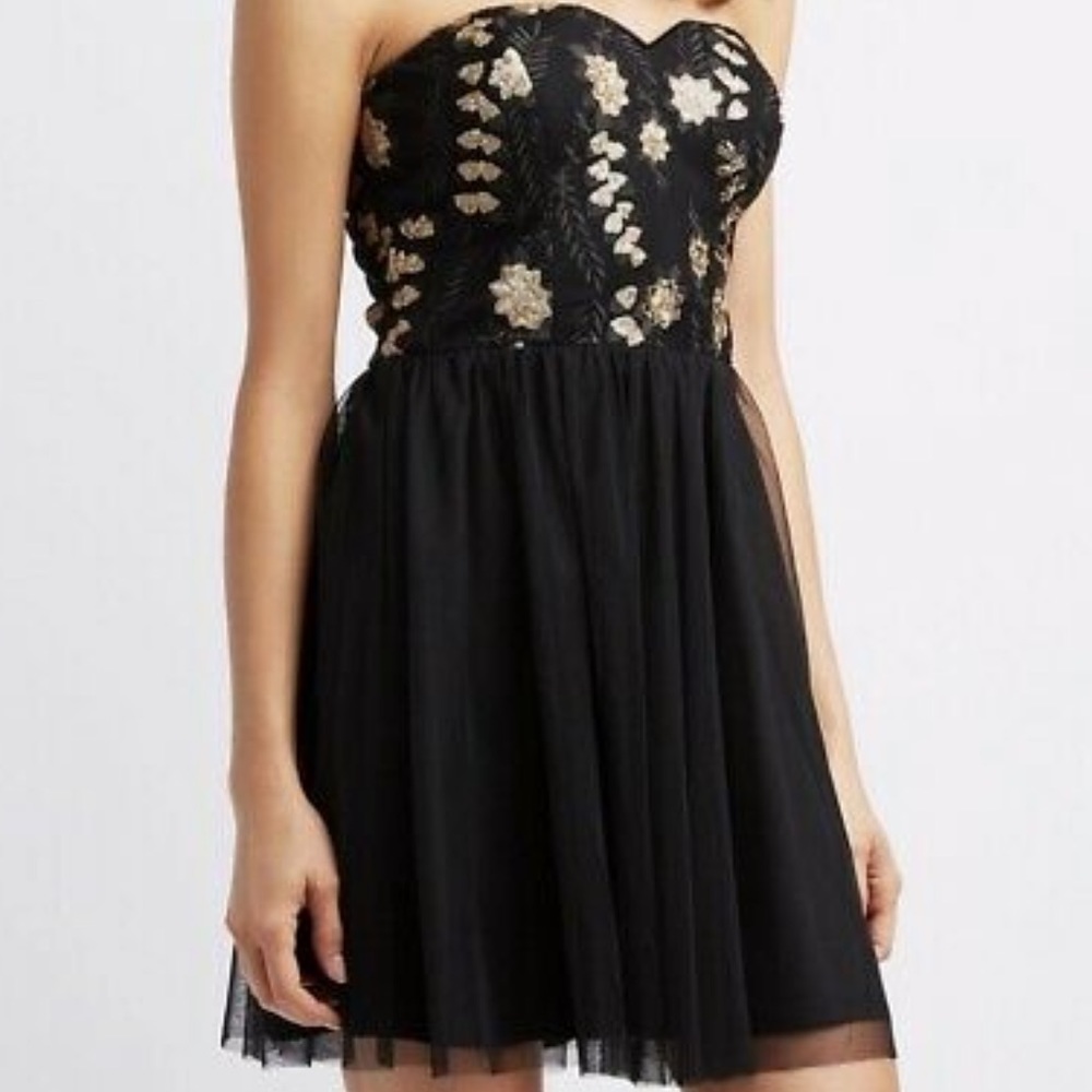 Black & Gold Sequin Embroidered Dress